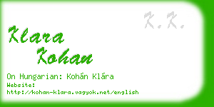 klara kohan business card